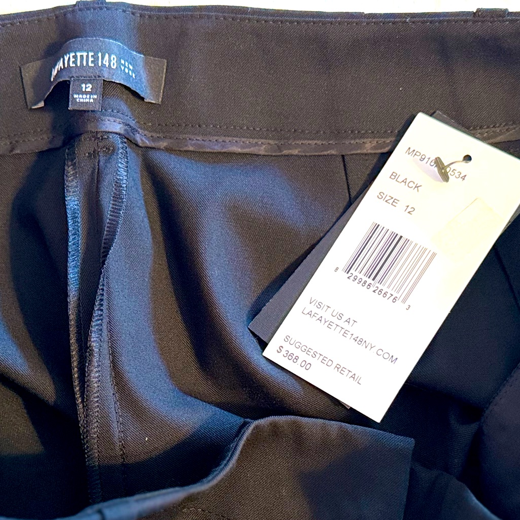 Lafayette 148 Fine Will Black Women’s-Cuffed Trousers. Size 12